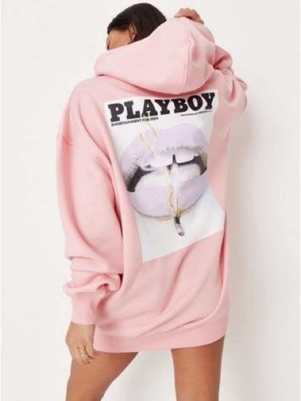 PLAYBOY x MISSGUIDED Pink Oversized Graphic Hoodie